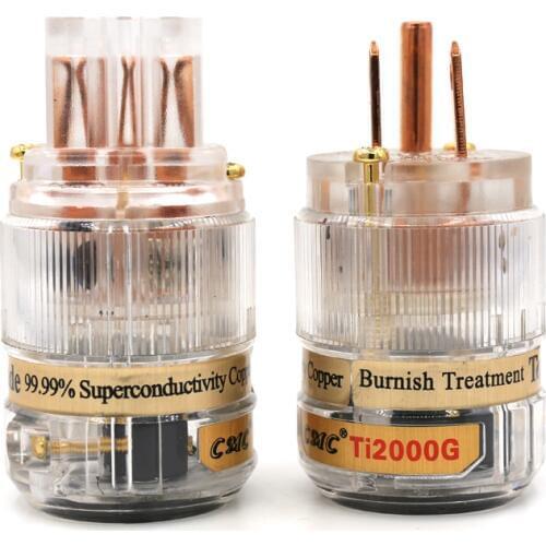 One pair CMC Ti2000M Pure Red Copper US version AC power plug IEC plug for hifi power wire