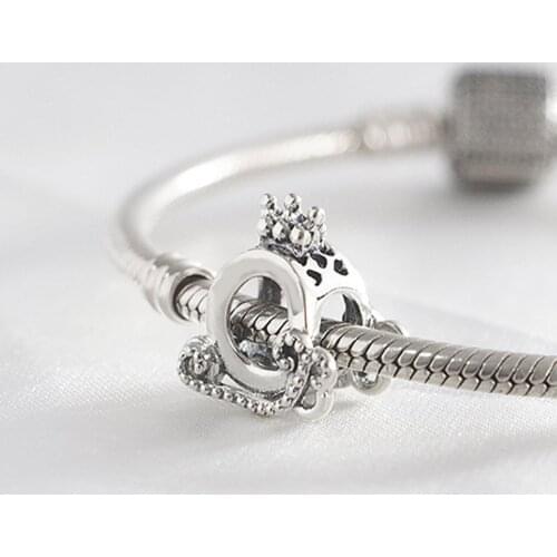Authentic S925 Silver Dangle Charm Openwork Car Crown Bead fit Lady Bracelet Bangle DIY Jewelry