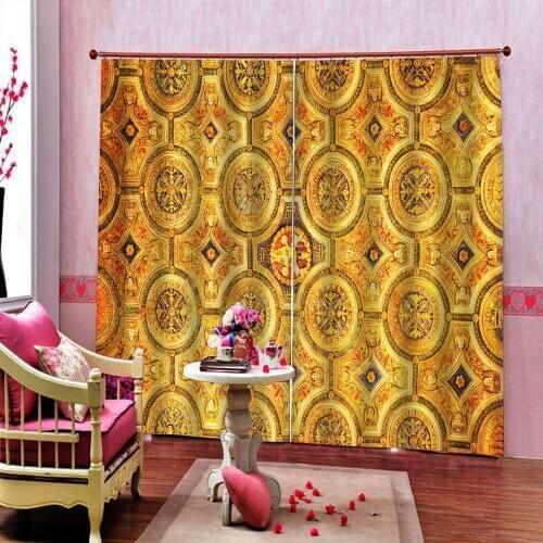 European style curtains 3D Digital print sunshade window curtains for living room bedroom home drapes