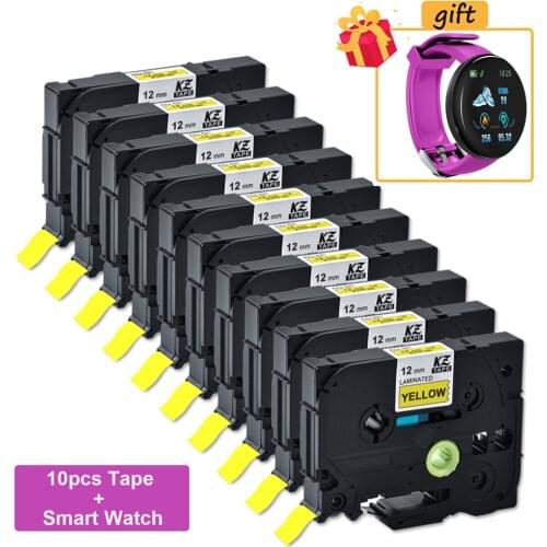 CIDY 10pcs Compatible 12mm TZ-631 tz631 tze631 Black on yellow Adhesive Label Tape FOR Brother P Touch PT-100E PT-D210