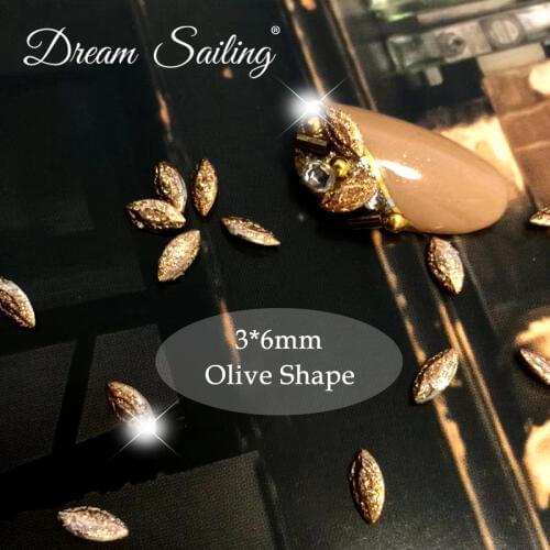 Nail Art Decoration 3D Olive Shapes Wrinkled Golden Silver Champagne DIY Rhinestones New Year Gift Christmas Nail Accessories