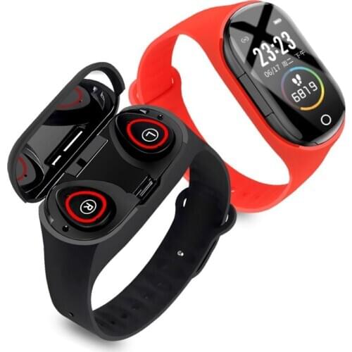 M1PRO UI Smart Watch Earphones 2 in 1 Bluetooth 5.0 Sport Business Wristband Fitness Tracker Heart Rate Monitor Earbuds Bracelet