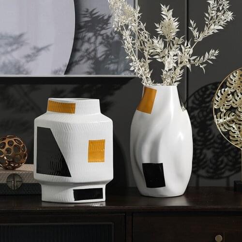 Home Decoration Vase Nordic Art Flower Pots Decorative Creative Minimalism Ceramic Semicircular Arc Line Vase Desktop Decoration