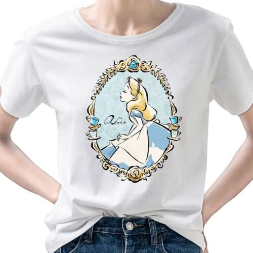 2021 New tshirt women t shirt Alice in Wonderland Casual Polyester Casual O-Neck Short sleeve top te