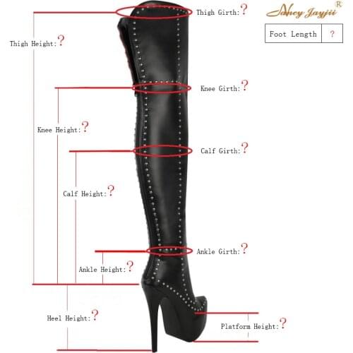 Custom Made Platform Long Boots Fetish Thigh High Over knee Rivets Ladies Shoes Woman Genuine Leather Zipper Lace Up Winter 2019