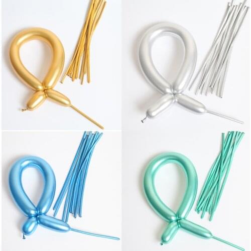 10pcs/lot Long Strip Metal Air balloons DIY modeling tools birthday Wedding party decoration Baby Shower Chrome Metallic Globos