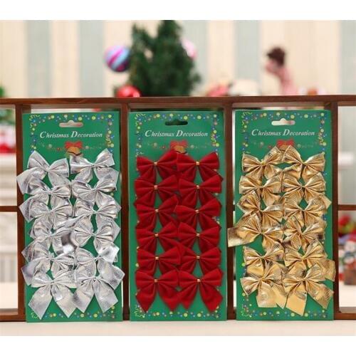 12 pcs/lot Pretty Bow Tie Christmas Tree Ornaments Christmas Tree Pendant Xmas Decoration Baubles New Year Decor For Home