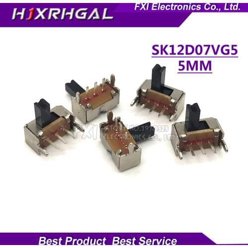 20pcs Toggle switch SK12D07VG5 5mm stents Small toggle switch high Miniature Slide Switch Side Knob