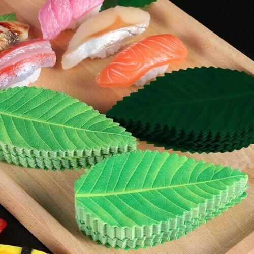 200PC/Set Japanese Cuisine Green Leaf Sushi Decoration Tray Sashimi Sushi Decoration Fresh Ingredients Plate Dish Sushi Tool