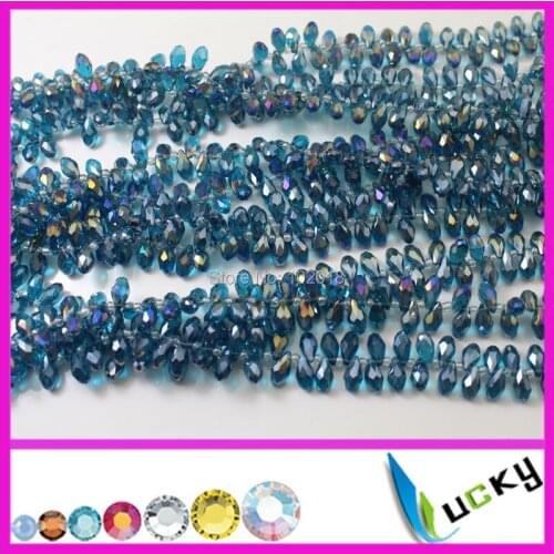 200PCS 6*12mm All colors Teardrop shaped Glass beads with hole DIY pear Beads Jewelry making