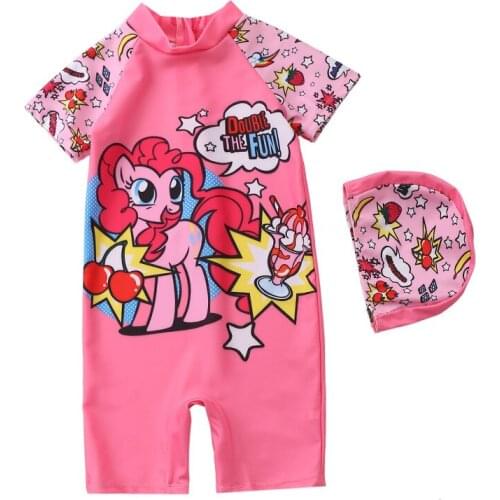 2021 New Girls Unicorn Swimsuit One Piece Sun Protection Perfect Quality Pink Swimwear 1-10years Little Girl New Fashion Cute