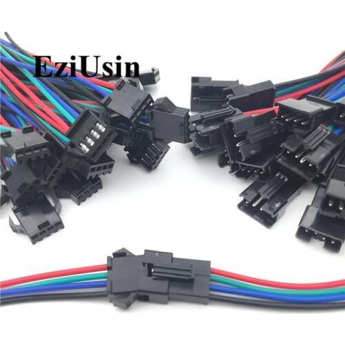 22 AWG JST SM Male and Female Connector 2.54 SM2P SM3P SM4P EL Wire Cable Cord Adapter with Electrical Cable Wire for LED Light