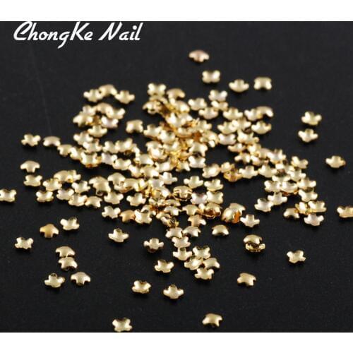 500PCS New Golden Plating Clover Geometry Styles Metal Rivet Nail Art Deco 3D Nail Accessories DIY Nail Tools For Manicure