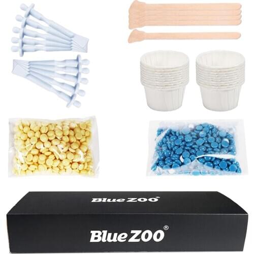 Portable Facial Hair Remover Wax Cleaning 2Bags 70g Hard Wax Beads 10pcs Nose Hair Stick 5pcs Applicator for Home Use