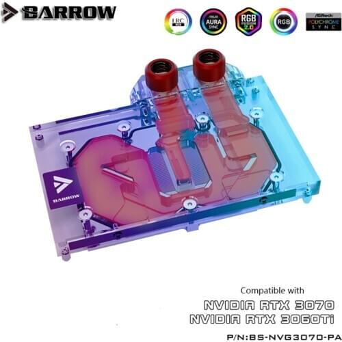 Barrow GPU Water Cooling Block For NVIDIA RTX 3070,3060TI Full Cover,5V Copper Water Cooler,With Back Plate,BS-NVG3070-PA