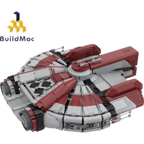 Buildmoc Star Movie Weapon SW:Knights of the Old Republic-Ebon Hawk Space Dynamic Class Freighter Spaceship Building Blocks Toys