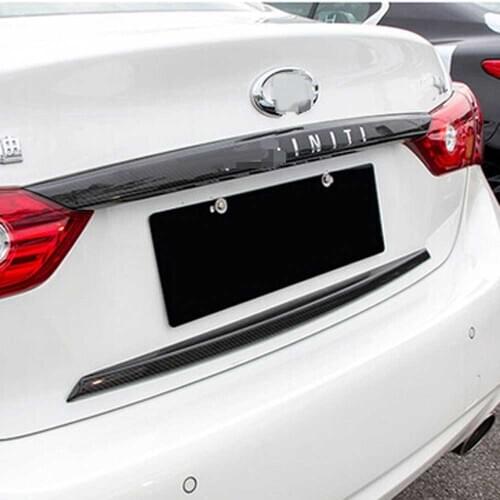 Trunk Rear Door Tailgate Decorative Cover Sticker Trim Strips For Infiniti Q50 Q50L Carbon Fiber Exterior Accessories