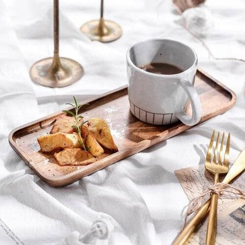 Norbi Wooden Plate Wooden Tray Rectangular Coffee Breakfast Bread Tray Fruit Tray Wooden Tableware Kitchen Supplies