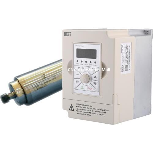 1.5kw water cooled spindle motor ER16 collet D65mm L230mm AC220V & 1.5kw 220v BEST VFD Inverter Variable Frequency Drive