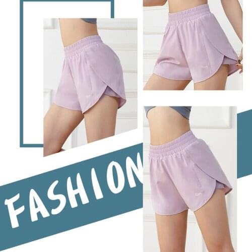 Breathable Anti-failure Yoga Shorts Summer New Solid Running Shorts Women Quick Dry Shorts Gym Loose Fake Two-piece Sport Shorts