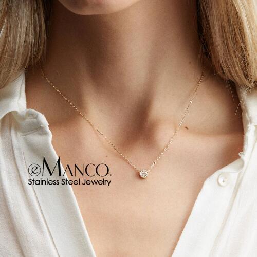 E-Manco Minimalist Stainless Steel Necklace dainty Layered Necklace women Long Pendant Necklace Jewelry