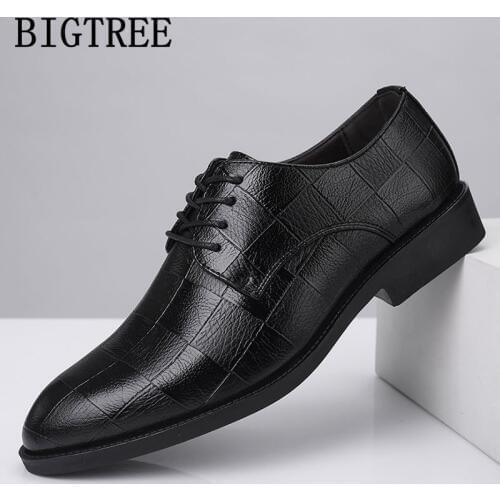 Checkered Formal Shoes Mens Dress Shoes Leather Wedding Office Suit Oxford Shoes For Men Sapato Masculino Zapatos Hombre Fiesta