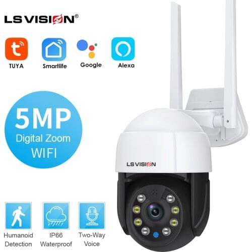 Tuya Smart Camera Outdoor 5MP IP Camera Wifi Work With Google Home Alexa PTZ AI Auto Human Detection CCTV Surveillance Camera