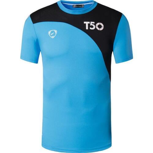 Jeansian Sport Tee Shirt Tshirt T-shirt Running Gym Fitness Workout Football Short Sleeve Dry Fit LSL145 Blue