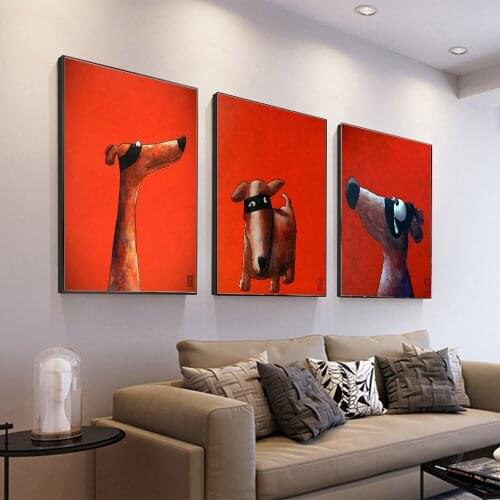 DDWW Canvas Painting Dog Cartoon Posters Pictures Print on Canvas Wall Art Animals Picture Decor for Home No Frame