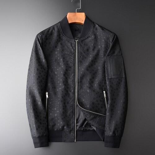 Classic Polka Dot Male Jacket Luxury Fold Fabric Baseball Collar Mens Jackets And Coats Fashion Black Slim Fit Man Jackets M-4XL