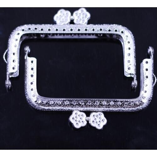 2PCS Rectangle Square Metal Clutch Purse Frames Kiss Clasps Buckles 8.5cm Plum Blossom DIY Handbag Handles Sewing Hardware Parts