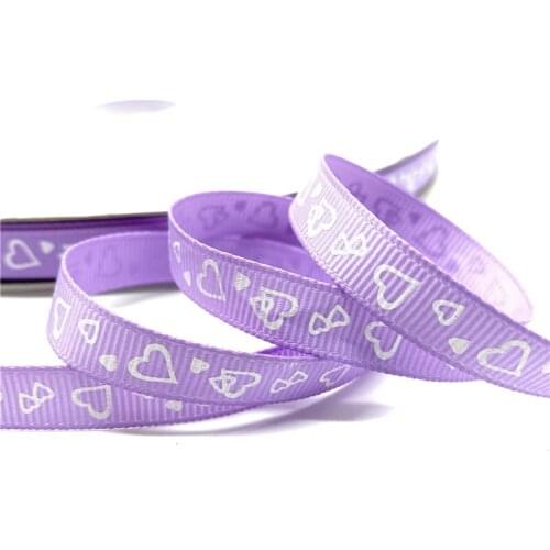 5Yards 10mm Grosgrain Ribbon Printed Heart-shaped Pattern For Christmas Wedding Decoration DIY Sewing Handmand Craft #01