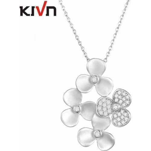 KIVN Fashion Jewelry Lovely Stunning Flower Pave CZ Cubic Zirconia Pendant Necklaces for Women