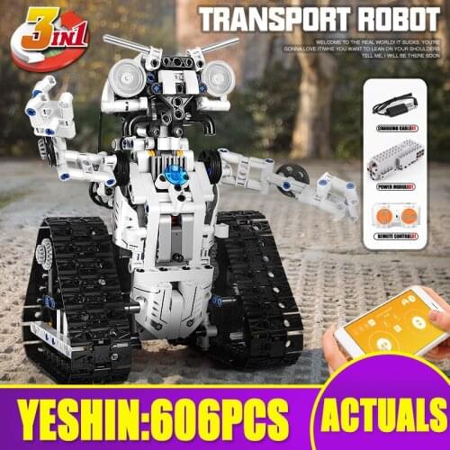 MOULD KING 15046 APP RC Control Transbot Model Building Blocks Bricks Assembly Changing Robot High-tech Toys Kids Christmas Gift
