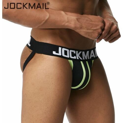 JOCKMAIL Brand Sexy Men Underwear Male G-String Thongs Jockstrap Cotton Breathable tanga hombre sissy panties Sexy Gay Underwear