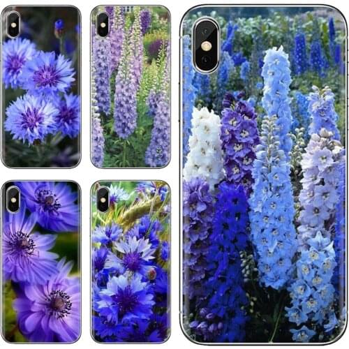 Soft Case For iPhone iPod Touch 11 12 Pro 4 4S 5 5S SE 5C 6 6S 7 8 X XR XS Plus Max 2020 Blue Cornflowers Butterfly Delphinium
