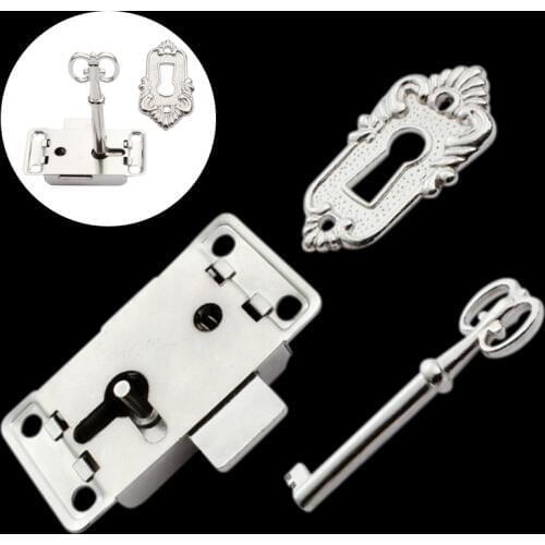 1PC Cabinet Door Lock Set with Key Iron Plating Zinc Alloy Drawer Wardrobe Lock Furniture Kitchen Drawer Lock Replacement