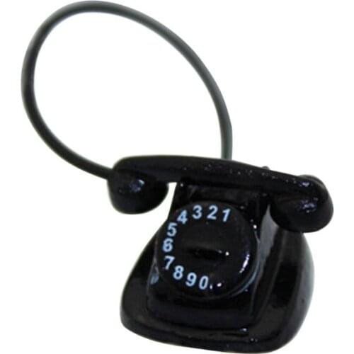 Mini Retro Desk Phone Model Telephone With Rotary Dial 1:6 1:12 Miniature Doll House Accessories Decor DIY Q0KB