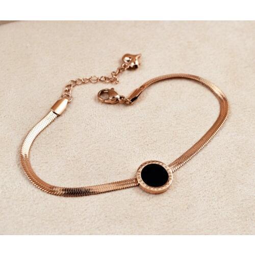 New Arrival High Quality Black Round Titanium Steel Rose gold color Women Bracelet /Trendy Women Bracelet & Bangle Jewelry
