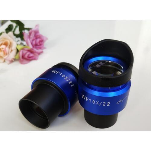 WF10X 22mm Blue Shell Zoom Adjustable High Eyepoint Stereoscopic Stereo Microscope Eyepiece Lens 30mm with Rubber Eye Guards