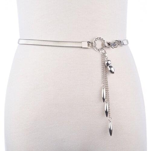 Original metal elastic belt natural peanut electroplating pendant gold silver waist chain with dress group belt