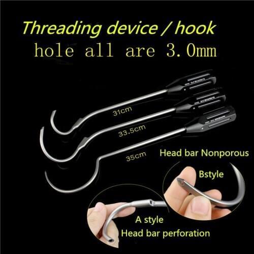 Orthopedic instrument medical titanium cable hollow threading device threaded hook joint Reduction forcep Through wire guider