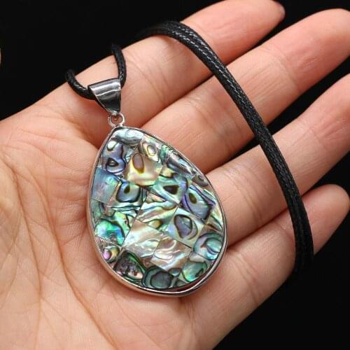 Natural Abalone Pendants Necklace Simple Big Water Drop Shape Shell Reiki Heal Good Quality Women Necklace Jewelry
