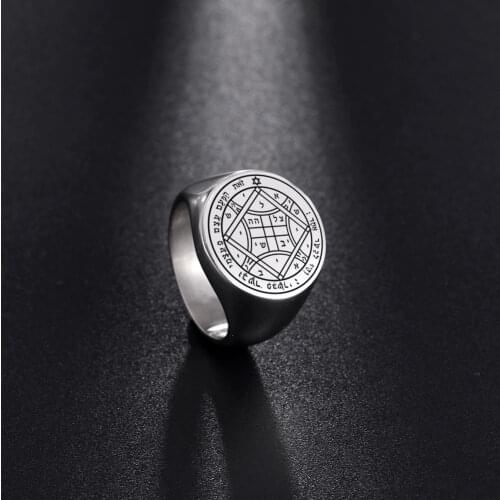 Vintage Solomon Venus Rings Stainless Steel The Seal of The Seven Archangels Ring Amulet Male Female Couple Retro Rings Jewelry