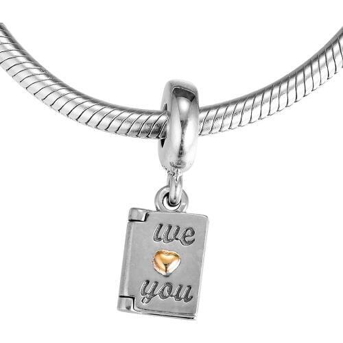 Fits for Pandora Charms Bracelets We Love You Beads 100% 925 Sterling Silver Jewelry with real Golden Color Free Shipping