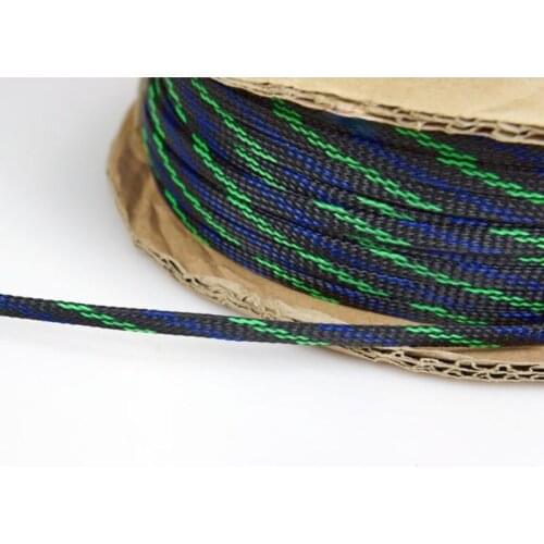Audio Shockproof Net 10Meter Braided Cable 6-9mm Wiring Harness Loom Protection/Sleeving - Black/Green