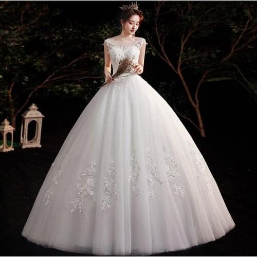Wedding Dress 2020 Gryffon Classic Sleeveless O-neck Floor-length Lace Up Ball Gown Luxury Wedding Dresses For Pregnant