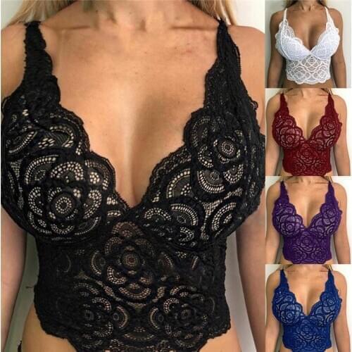 Crop Tops Women Sexy bralette Seamless Corset Lace Flowers Bralette Bralet Bra Tank Cami Underwear Bustier Top