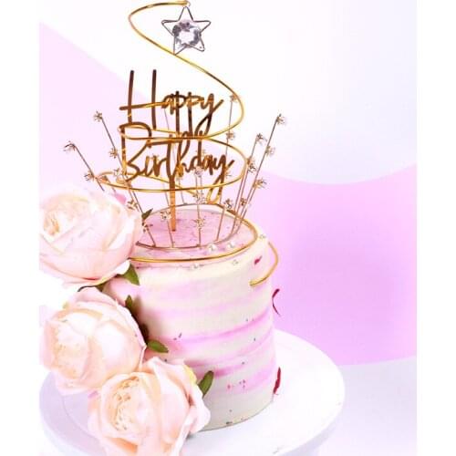 Ins net red cake gold and silver aluminum wire ball baking decoration ornaments party plug-in card birthday flag plug-in card