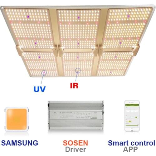 Smart Quantum LED Grow Light Samsung LM301B/LM301H UV IR, APP Control Dimming Timing, For Indoor Tent Veg/Bloom Growth Lamp